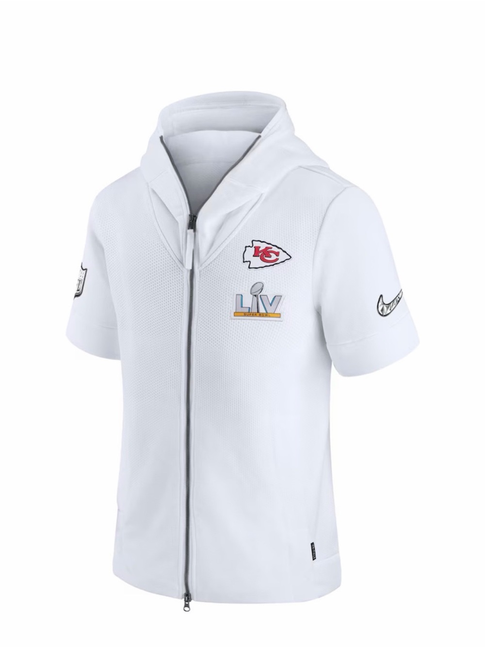 NFL White Kansas City Chiefs Super Bowl LIV Short-Sleeve Hoodie